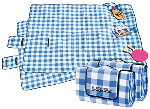 PEARL Badematte: 2er-Set Fleece-Picknick-Decken mit wasserabweisender Unterseite (Picknickdecke gepolstert, Outdoor Decke, wasserdichte Taschen)