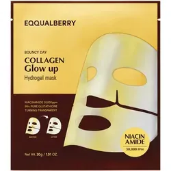 Eqqualberry Collagen Glow Up Maske – 4 Stück - Tagespflege mit aufhellendem Effekt, ideal für einen strahlenden Teint und tägliche Anwendung.