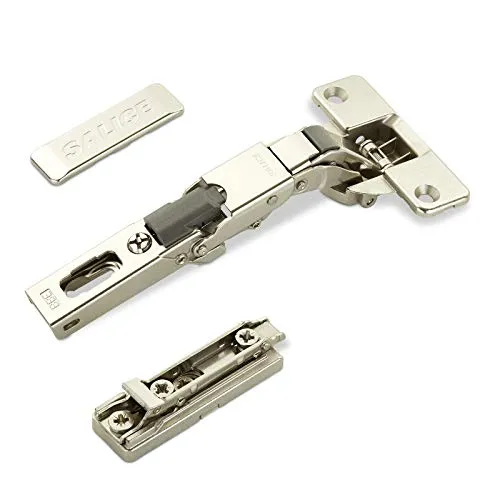Salice Universalscharniere 110° Bohrbild T52 Push Open für abgerundete, überfälzte und profilierte Türen mit Linear-Montageplatte Höhe 3 mm Exzenterverstellung, Scharnierarmabdeckung 2 x