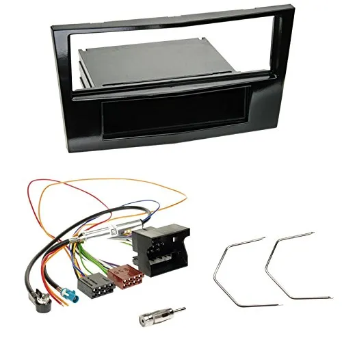 Einbauset : Autoradio Radioblende Radio Blende mit Ablagefach - Piano Black + Quadlock Adapter+Antennenadapter+Entriegelungswerkzeug für Opel Antara, Astra H, Corsa D, Zafira B ab 2004