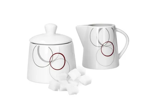 van Well Milch- und Zuckerset 2tlg. Set Zuckerdose 28cl & Milchkännchen 23cl Palazzo, Porzellan