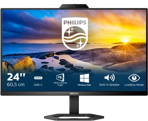 Philips 24E1N5300HE/00 LED-Monitor - 24 Zoll Full HD Monitor mit integrierter 5-Megapixel-Webcam und Noise Cancelling Mikrofon, ideal für mobiles Arbeiten und Videokonferenzen.
