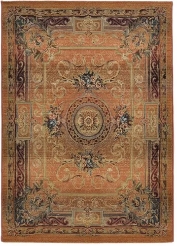 THEKO Teppich Gabiro 856 - Rechteckig in Roségoldfarben, 90x160 cm - Teppich in eleganter Orient-Optik, pflegeleicht und strapazierfähig, ideal für Wohnzimmer und Fußbodenheizung geeignet.