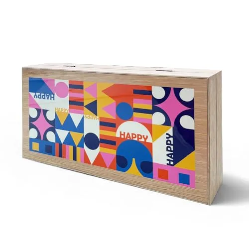 Biggdesign Happy Backgammon Set - Hochwertiges Backgammon-Spiel mit kratzfester Oberfläche und magnetischem Verschluss. Komplett mit Würfeln und Spielsteinen für stundenlangen Spielspaß.