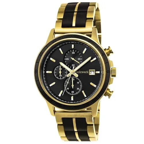 Holzwerk Chronograph Herren Armbanduhr aus Edelstahl & Holz