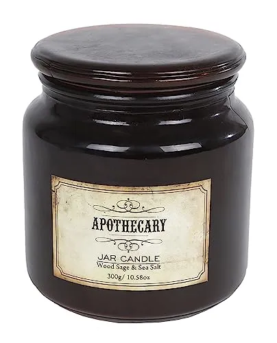 Duftkerze im Vintage Glas mit Deckel 10 cm - French Vanilla Duft - Aromakerze im Retro Apothekerglas - Deko Tisch Kerze 300g mit langer Brenndauer Stimmungskerze vanille