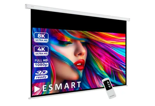 ESMART ESMART Germany Motor Leinwand 221 cm - Beamer-Leinwände mit 16:9 Format, ideal für Heimkino und Präsentationen, einfach zu montieren an Wand oder Decke.