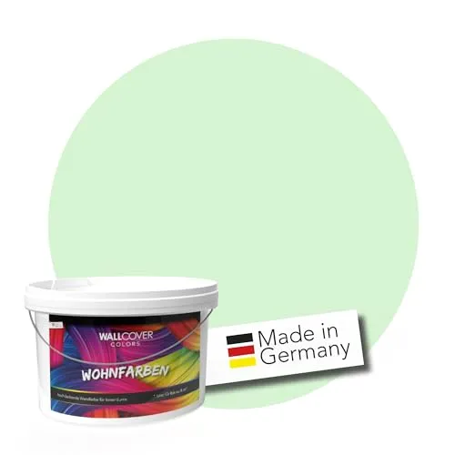 Produktbild WALLCOVER hochwertige Wandfarbe für Innen | Grün Pastell | 1L für 8m² | Hochdeckende Innenfarbe (Klasse 1) in Frühlingsgrün Matt | Profi Qualität aus Deutschland