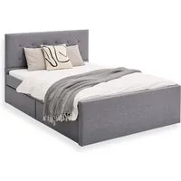 Homestyle4u 1915 Polsterbett 140x200 Grau - Modernes Polsterbett mit 4 praktischen Schubladen für zusätzlichen Stauraum, ideal für ein aufgeräumtes Schlafzimmer. Inklusive stabilem Lattenrost für erholsamen Schlaf.