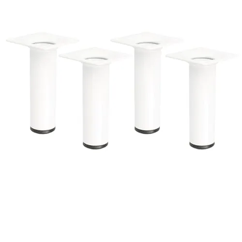MS Beschläge Möbelstempel Rund ø 30mm Möbelfuss Weiss Sofafuss einzeln oder 4er Set Stahl Tischbein M10 Gewindegang Möbelstütze Sofastempel (4, 100mm)