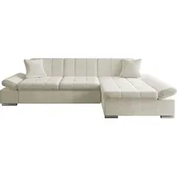 MIRJAN24 Ecksofa Montana mit regulierbaren Armlehnen, L-Form - Beige (Rechts) - Geräumiges Ecksofa Montana in Beige, 278 cm breit, ideal für gemütliche Abende. Mit verstellbaren Armlehnen für optimalen Komfort. Lieferung bis in die Wohnung.