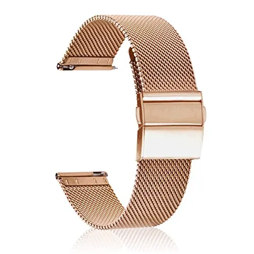 CeiBand Armband für 22MM 20MM Edelstahl Mesh Uhrenarmbänder Ersatz Metall Ersatzarmband, Uhrband mit Schnellverschluss Geeignet für Herren und Damen - Roségold