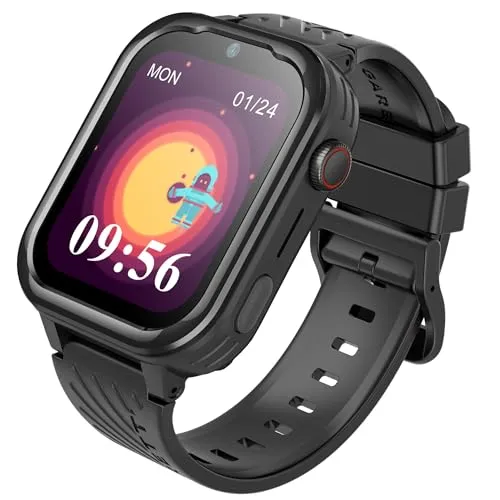 Garett Smartwatch Kids Essa 4G - Schwarz, 48.80 mm - Multimedia Wearables Smartwatch für Kinder mit 4G-Konnektivität und GPS-Tracking für Sicherheit und Spaß.