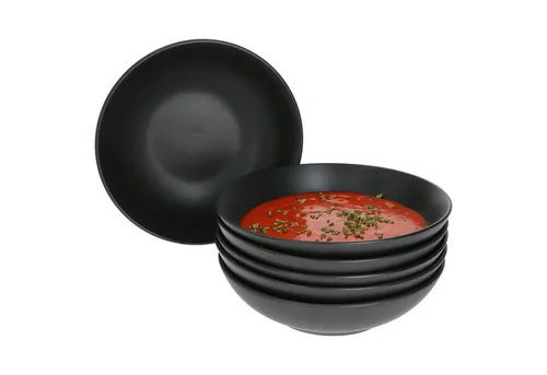 MamboCat Suppenteller 6er Set Londen Lampart Nero - 6 elegante Steingut Suppenteller im modernen Lampart Nero Design, ideal für stilvolle Dinnerpartys und den täglichen Gebrauch.