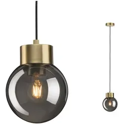 Paulmann Neordic Linja Pendelleuchte - Elegante Pendelleuchte mit Rauchglas und gebürstetem Messing, ideal für stilvolle Innenräume. Dimmbar für individuelle Lichtstimmung.