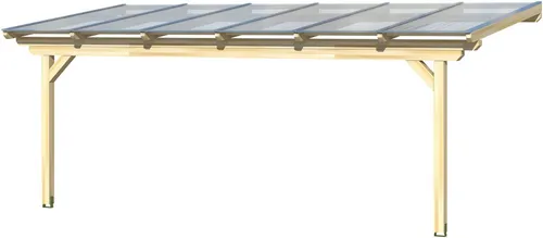 Skan Holz Terrassenüberdachung Ancona 648 x 300 cm Leimholz Weiß - Stabile Terrassenüberdachung aus hochwertigem Leimholz mit 16 mm Polycarbonat-Doppelstegplatten. Ideal für wettergeschützte Entspannung im Freien.
