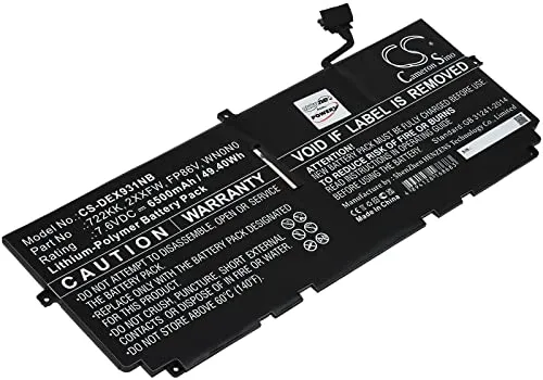Powery Akku für Dell XPS 13 9300 i5 FHD - Notebook-Akku mit 6500 mAh für lange Laufzeit, ideal für mobiles Arbeiten und hohe Leistungsanforderungen.