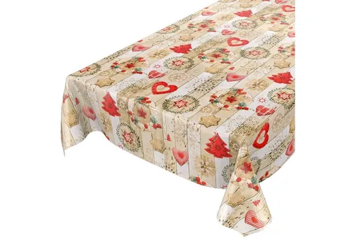 ANRO Tischdecke Tischdecke Wachstuch Weihnachten Rot Robust Wasserabweisend Breite, Glatt