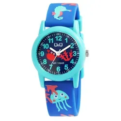 Q&Q Kinderuhr mit Silikonarmband, Unterwasserwelt, 10 Bar wasserdicht