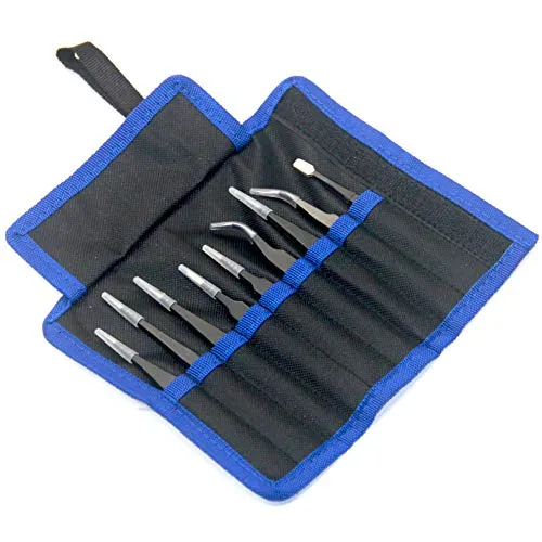 Ewparts 9PCS ESD Pinzetten Set Präzisions Antistatisch Edelstahl Reparatur Werkzeug Modellbau Pinzette für Computer Elektronische Reparaturen Schmuck Präzisionsarbeit