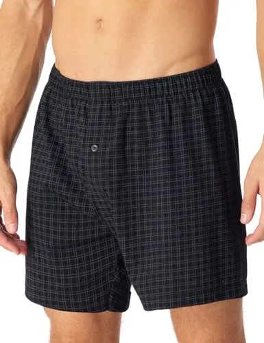 Schiesser Herren Boxershort Für Männer Weich Und Bequem Ohne Gummibund Bio Baumwolle - Cotton Casual Unterwäsche, Schwarz_180507, XL EU