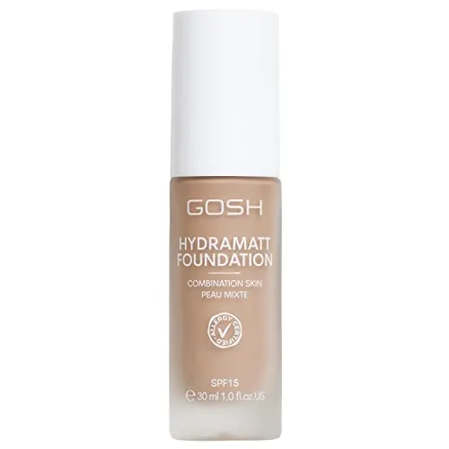 GOSH Foundation mit LSF 15 für helle & dunkle Haut, vegan I Mattierendes Make-up für trockene, sensible & ölige Haut I wisch- und schweißfest, ölfrei I Deckkraft regulierbar, kein Maskeneffekt I 012N