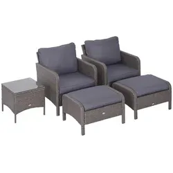 Outsunny 5-TLG. Polyrattan Gartenmöbel Sitzgruppe - Moderne Unterhaltungssets für die Terrasse: Das stilvolle, wetterfeste Polyrattan-Set mit bequemen Kissen sorgt für entspanntes Lounge-Feeling im Freien.