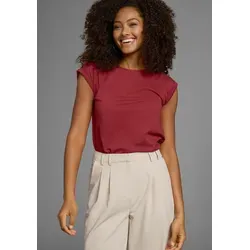 T-Shirt BOYSEN'S, Damen, Gr. 32, rot (rostrot), Jersey, Obermaterial: 50% Baumwolle, 50% Polyester, unifarben, Basic, figurumspielend, Rundhals, mit Aufschlag, Shirts T-Shirt, Kurzarm, unifarben, Rundhals, für Freizeit und Alltag