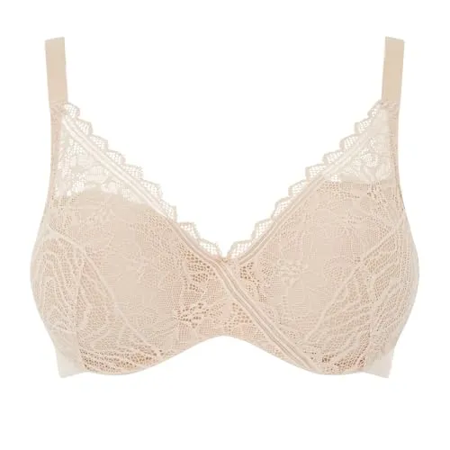 Chantelle EasyFeel Floral Covering Memory Foam Bra Beige G 75 - Funktionsunterwäsche mit Memory Foam für maßgeschneiderten Komfort und natürlichen Halt, elegantes Floral Covering-Design für einen femininen Look.