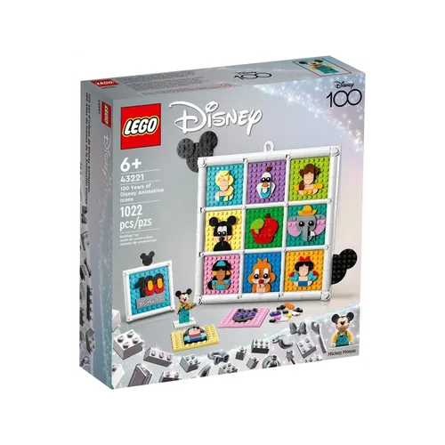 LEGO Disney Classic 100 Years of Disney Animation Icons 43221 - Bauspielzeugset mit 12 Platten und exklusiver Mickey Mouse Minifigur, fördert kreatives Spielen und wichtige Lebensfähigkeiten für Kinder ab 6 Jahren.