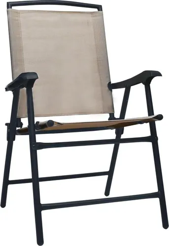 vidaXL Klappbare Gartenstühle 2 Stk. Textilene Taupe - Gartenstühle aus robustem Textilene und pulverbeschichtetem Stahl, wetterfest und pflegeleicht, platzsparend zusammenklappbar – ideal für Terrasse und Garten.