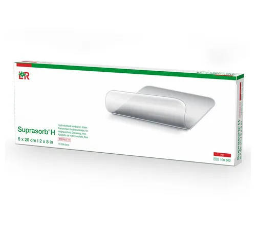 Lohmann & Rauscher Suprasorb® H Hydrokolloid-Verband - Arzneimittel, dünner und steriler Hydrokolloidverband für optimale feuchte Wundversorgung und hohen Tragekomfort mit 10 Stück pro Packung.