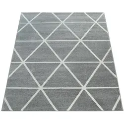 Paco Home Kurzflorteppich, Grau, Textil, Rechteckig, 60x100 cm, strapazierfähig, für Fußbodenheizung geeignet, Teppiche & Böden, Teppiche