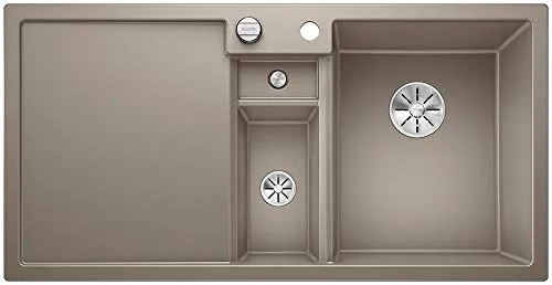 Küchenspülbecken „COLLECTIS“ 100 × 51 cm, rechts in tartufo - Moderne Funktionsspüle mit zentralem Depot-Becken für effiziente Essenszubereitung und Abfalltrennung. Hochwertiges Silgranit-Material und elegantes Design machen sie zum Highlight jeder Küche.