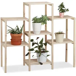 Relaxdays Pflanzenregal Holz, rustikales Blumenregal für Innen