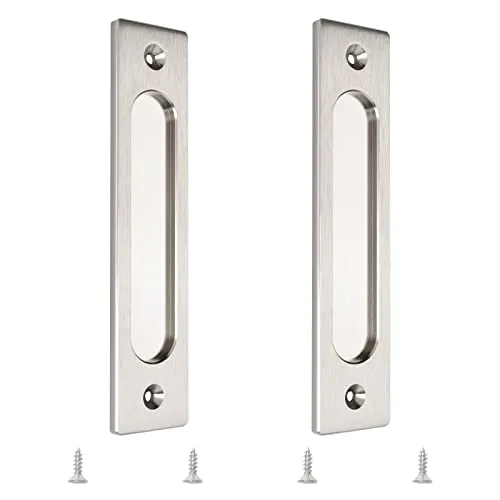 MOROBOR 180 mm rechteckige versenkte Schiebetürgriffe, 2 Stück gebürsteter Stahl, bündiger Zug, Aluminiumlegierung, Schranktüren, Fingergriffe mit Befestigungsschrauben für Schiebetür