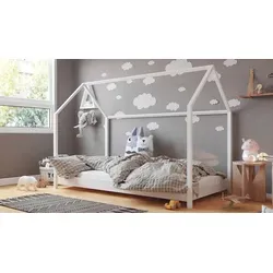 Kinderbett Haus Montessori 90x200 - Massivholz für Jungen und Mädchen - Betten aus Kiefer-Massivholz, sicher und gesund für Kinder. Mit abgerundeten Kanten und mehreren Größenoptionen ideal für jedes Zimmer.