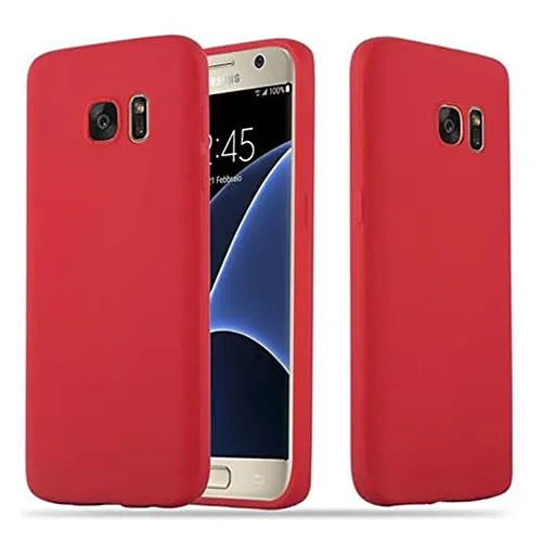 Cadorabo Hülle kompatibel mit Samsung Galaxy S7 Schutzhülle TPU Silikon Case Candy Design Slim Kratzfest Weiche Gummi mit Rundumschutz Case Hülle für Galaxy S7 in Rot