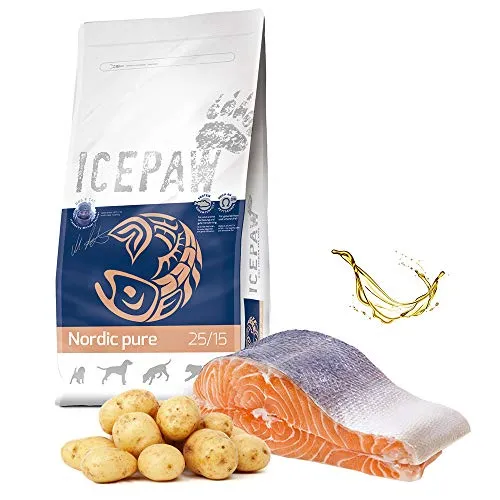 ICEPAW Nordic pure Trockenfutter 2 kg - Hypoallergenes, getreidefreies Hundefutter mit Lachs als einzige Proteinquelle. Ideal für futtersensible Hunde, unterstützt die gesunde Darmflora und sorgt für hohe Bioverfügbarkeit.