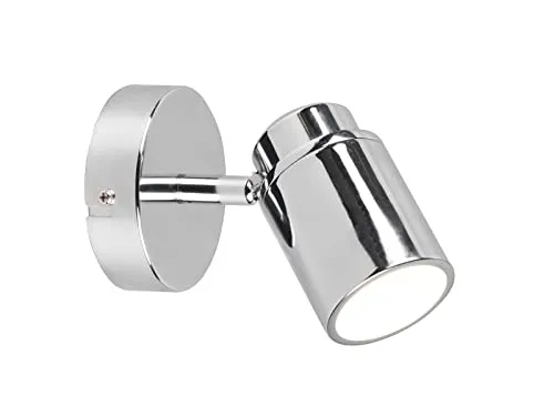 meineWunschleuchte Badezimmerlampe Wandstrahler 1-flammig Silber Chrom - Stylischer Wandstrahler für Feuchträume mit IP44, schwenkbar und dimmbar in 3 Stufen - ideal für individuelles Lichtdesign im Badezimmer.
