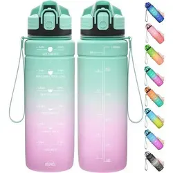 Trinkflasche Auslaufsicher BPAfrei Tritan 1000 ml Hellgrün-hellviolett - Die Trinkflasche Auslaufsicher BPAfrei Tritan 1000 ml in Hellgrün-hellviolett ist dein idealer Begleiter für Schule, Sport und Alltag. Auslaufsicher, mit praktischem Flip-Top-Deckel und motivierender Zeitmarkierung für deine Flüssigkeitsaufnahme.