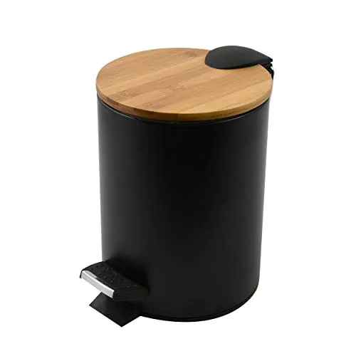 Spirella Kosmetikeimer 3 Liter Edelstahl Bambus mit Absenkautomatik - Abfallbehälter fürs Bad mit sanfter Easy-Close Absenkautomatik und edlem Design. Rostsicher und mit Anti-Fingerabdruck-Beschichtung für einfache Reinigung.