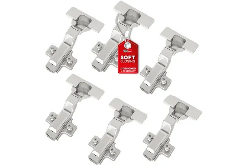 SO-TECH® Türbeschlag SMOOTH Topfband T52 Scharnier Innenanschlag Komplettset (6 St), 6er Set Standard gedämpft mit Kreuzplatte