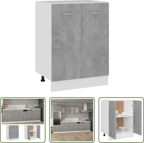 The Living Store Unterschrank Betongrau 60x46x81,5 cm Holzwerkstoff