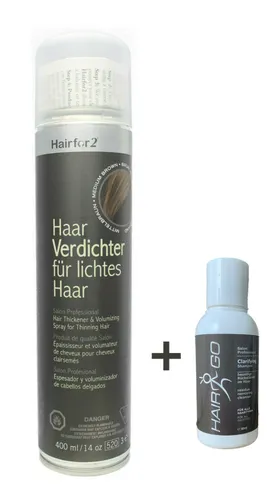 Hairfor2 Original Mittelbraun 400ml + HAIR GO Shampoo entfernt Haarverdichter