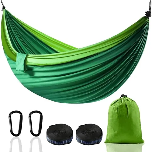 Hängematte XXL für 2 Personen 300 x 200 cm – Faltbar, Ultralight & Tragbar – Hängematten Outdoor mit 300 kg Tragkraft – Perfekt für Garten, Camping, Reisen (Dunkelgrün)