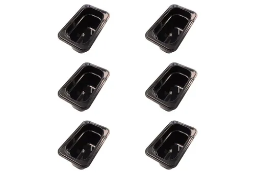 AcMax Salatschüssel 6 Stück GN 1/9 Polycarbonat schwarz GN-Behälter 0,8 Liter Tiefe 100mm, (1-tlg)