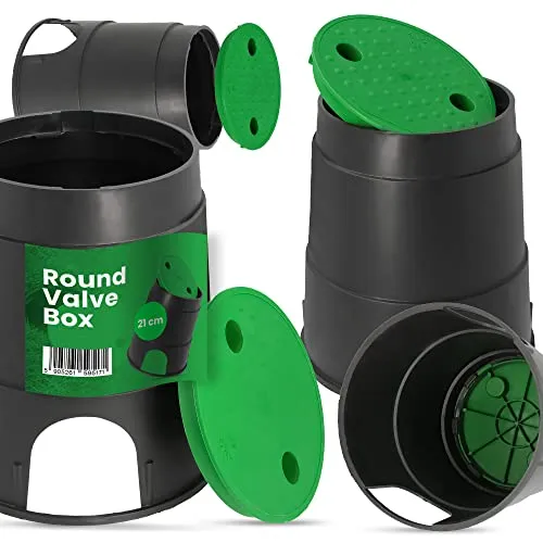 Instalguru Ventilkasten Bewässerung Mit Deckel Ventilbox Garten Runder Schacht 21cm Tropfbewässerung Ventilkammer Beregnungsventilkasten Hydrantenschutzgehäuse Bewässerungsanlage