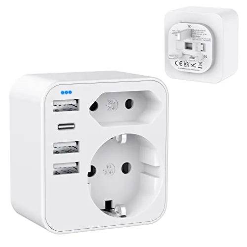 HANYEAL Reiseadapter UK Adapter mit 4 USB 3.4A von HANYEAL