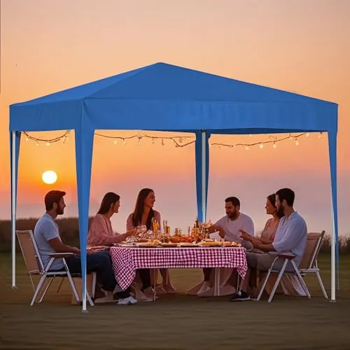 Thanaddo Pavillon 3x3m Pop-up - Höhenverstellbar und Wasserdicht - Geräumiger Pavillon für bis zu 10 Personen, inklusive 4 Sandsäcke für Stabilität. UV50+ Schutz und einfacher Aufbau in nur 5 Minuten, ideal für Gartenpartys und Outdoor-Events.